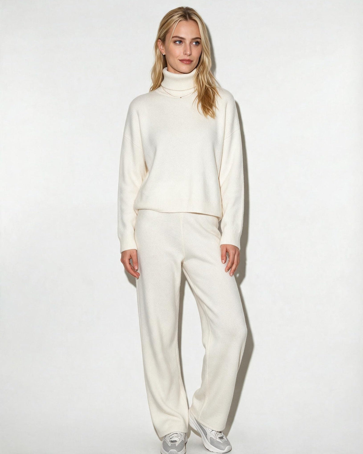 Turtleneck Wide-Leg Knit Loungewear