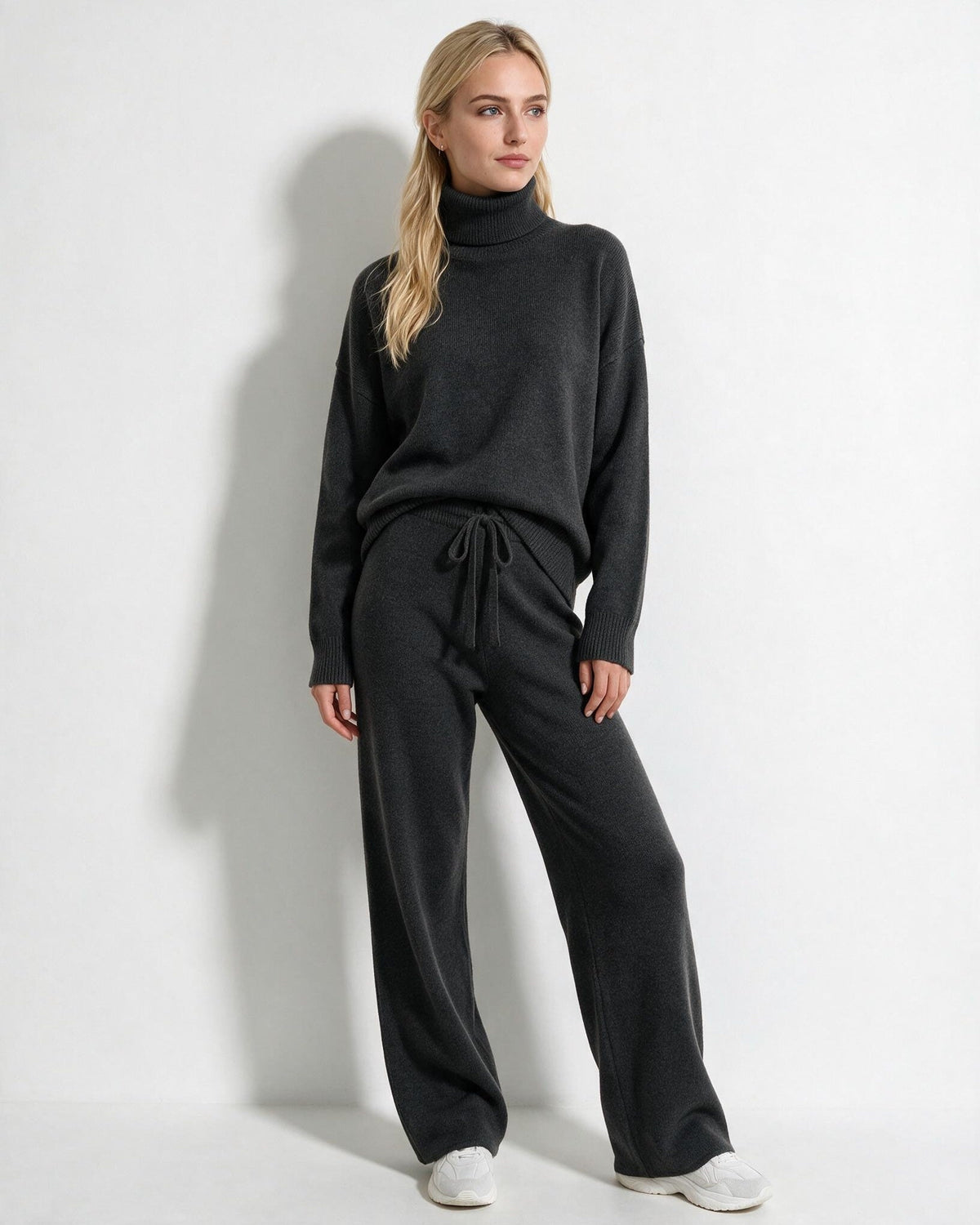 Turtleneck Wide-Leg Knit Loungewear