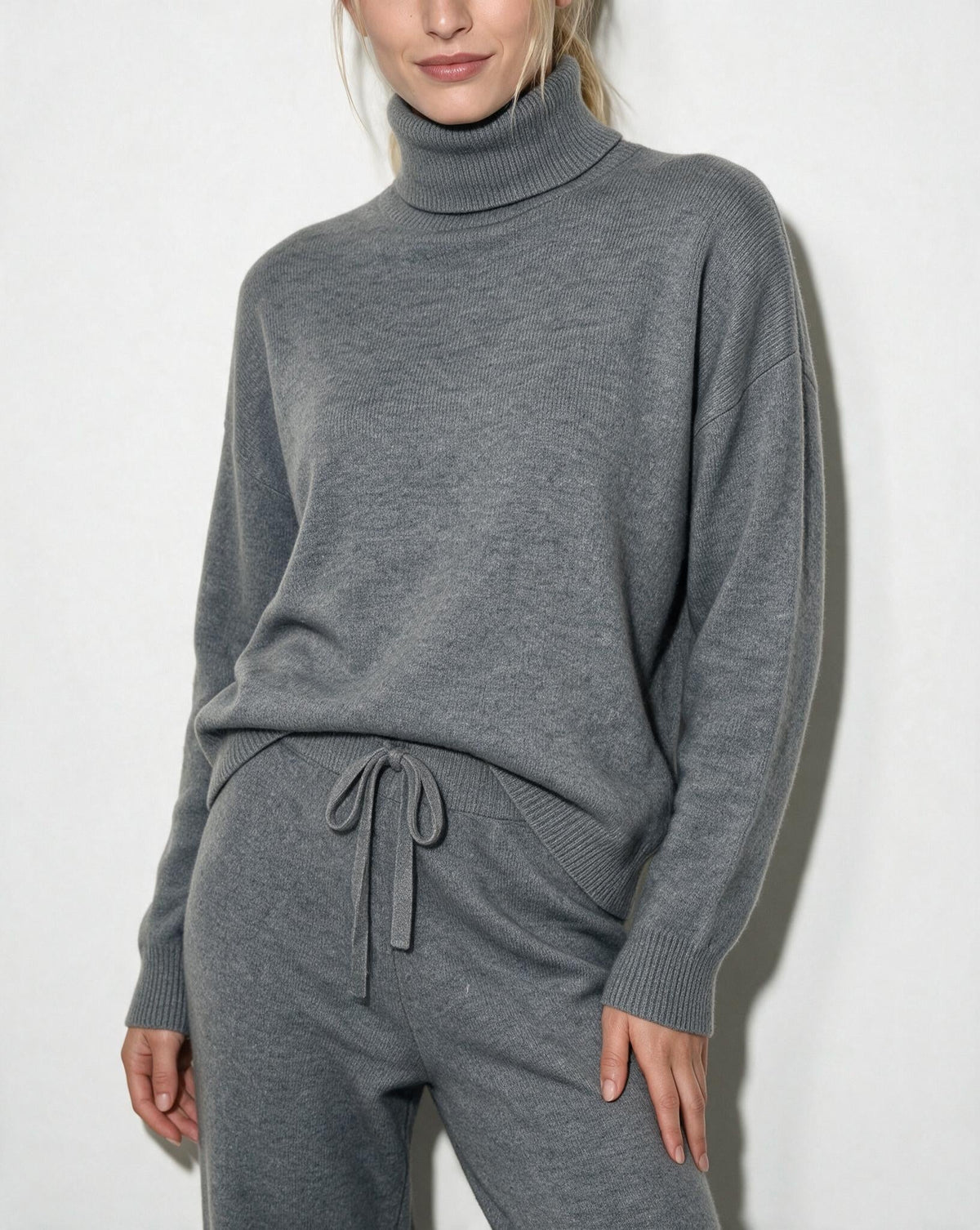 Turtleneck Wide-Leg Knit Loungewear