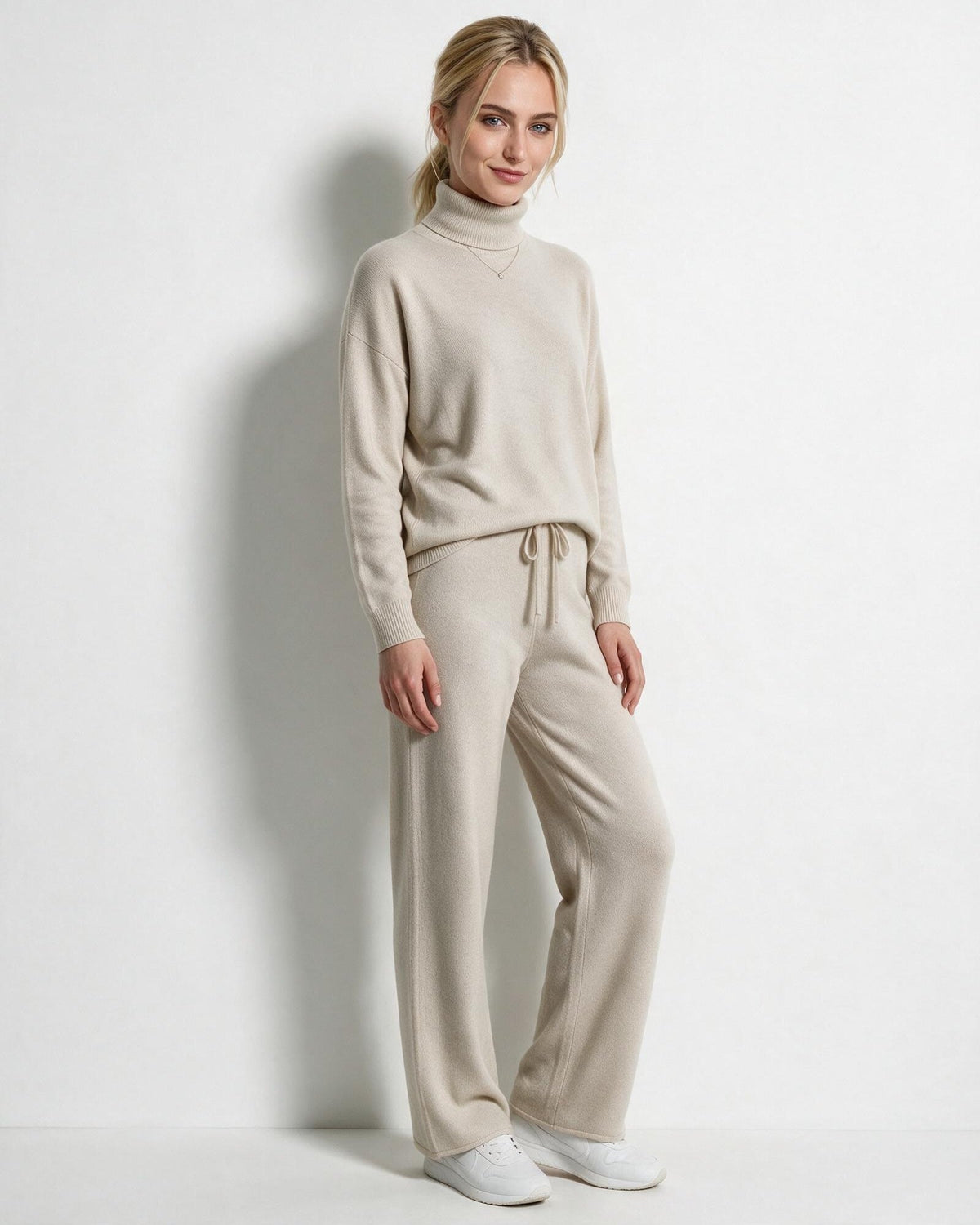 Turtleneck Wide-Leg Knit Loungewear