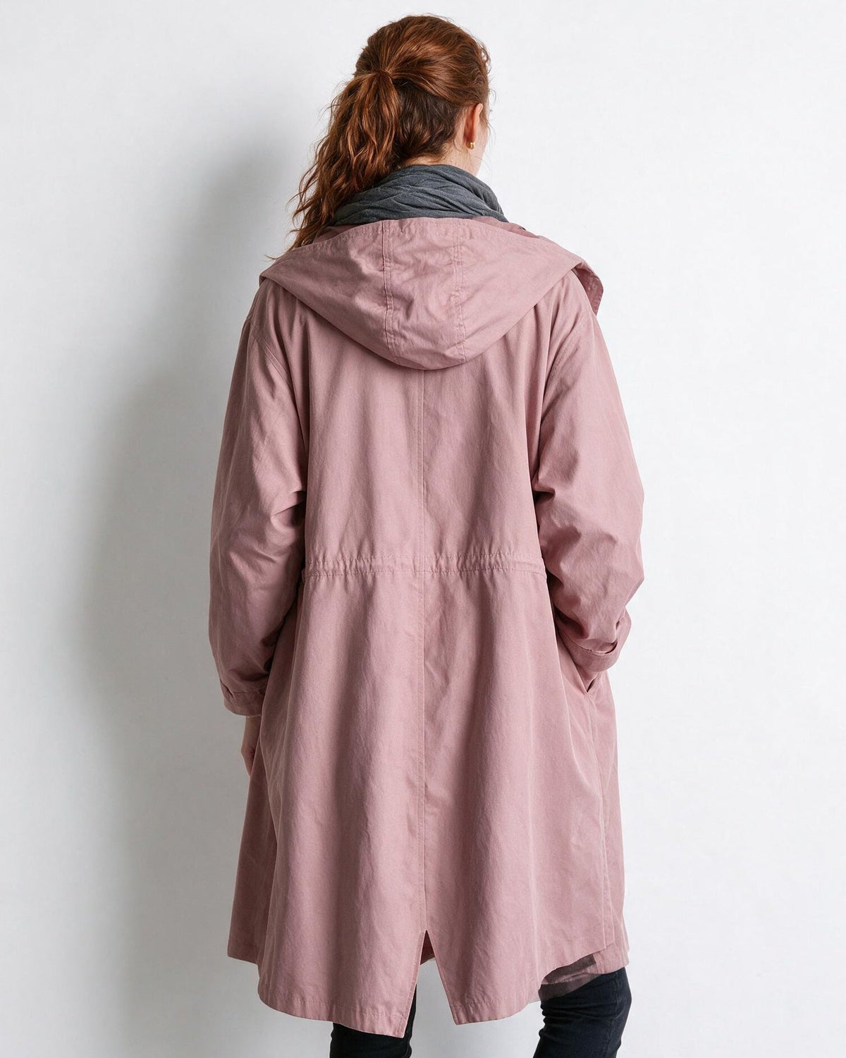 Cotton Hooded Button-Front Longline Coat