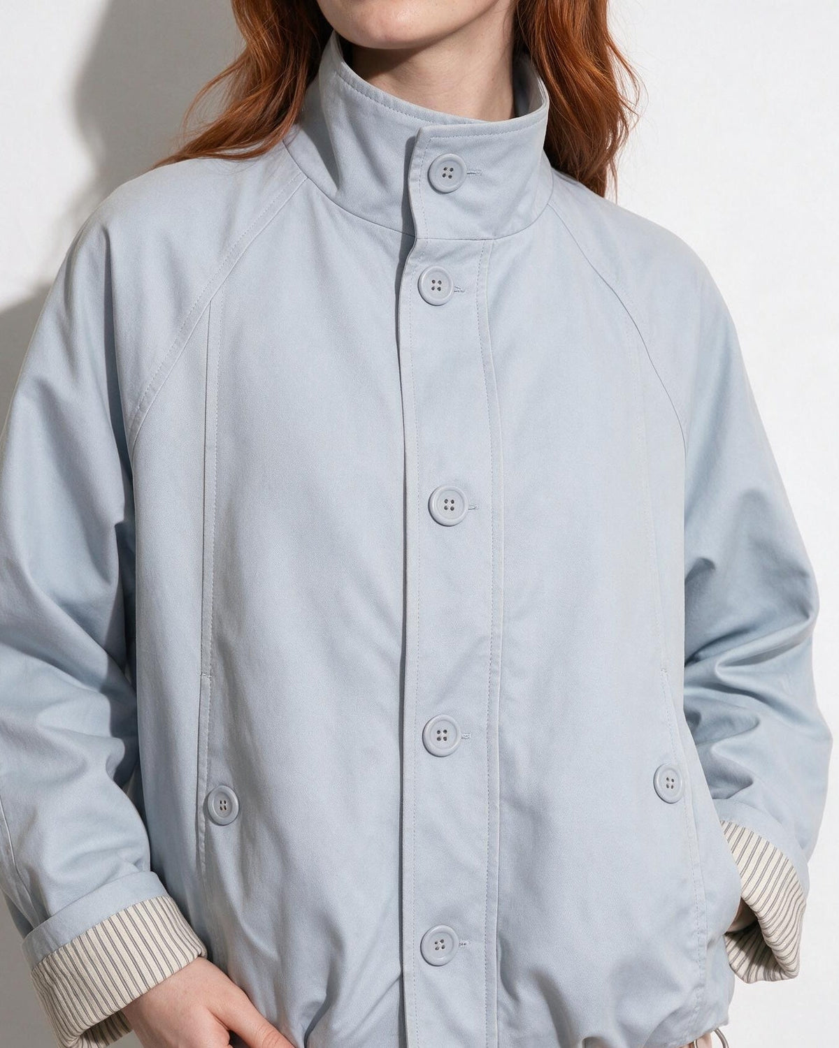 Funnel Neck Drawstring Hem Cropped Jacket
