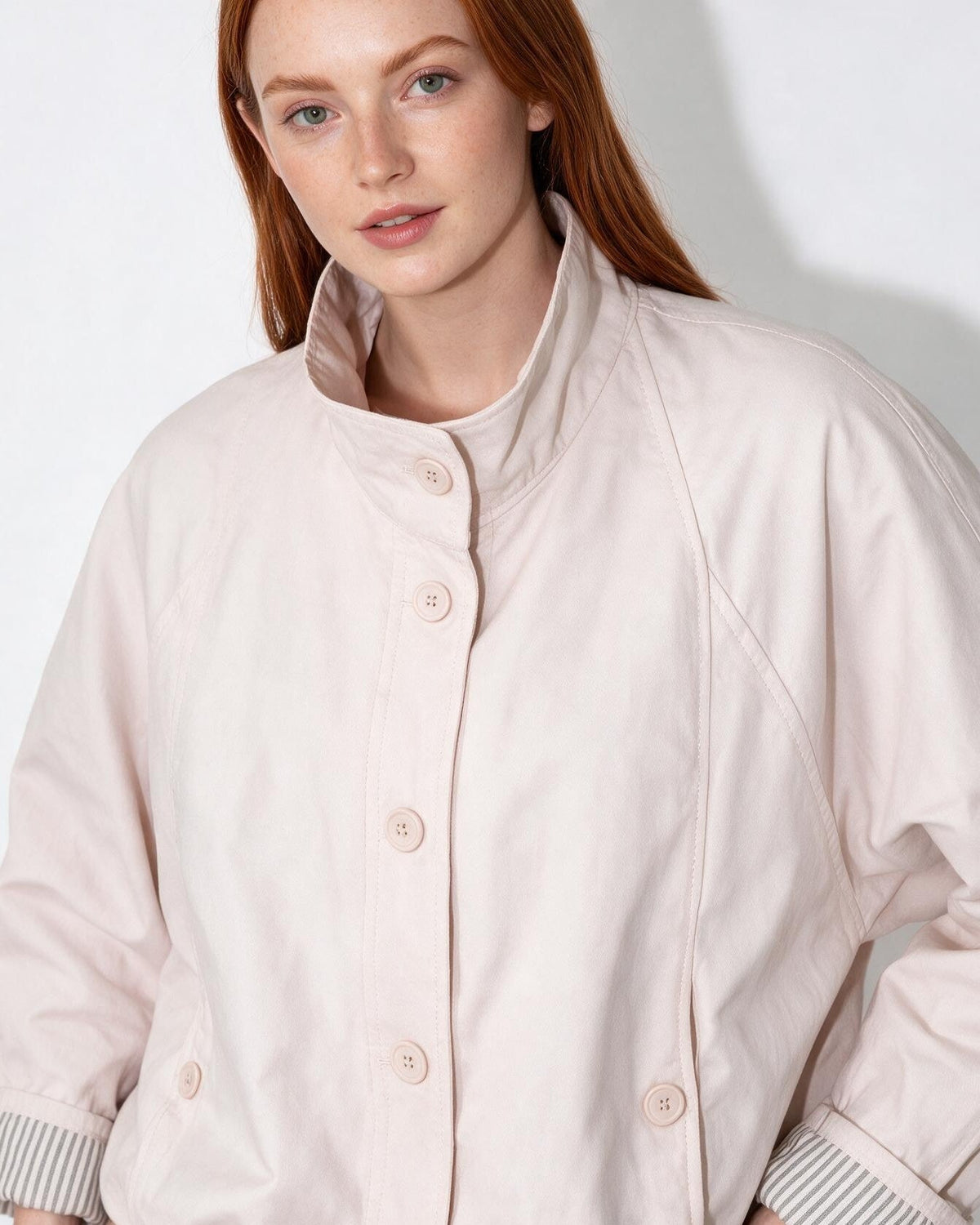 Funnel Neck Drawstring Hem Cropped Jacket