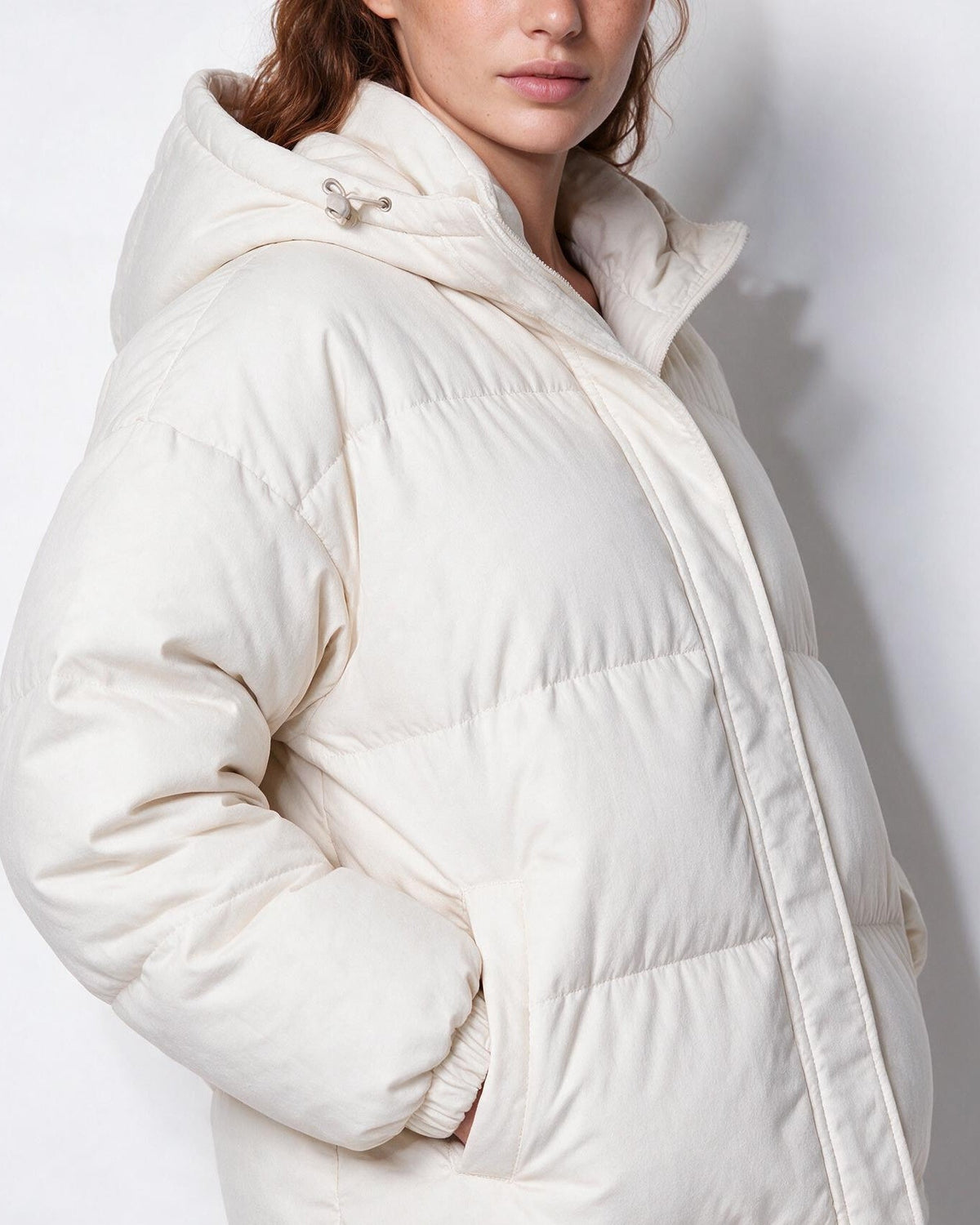 Box-Quilted Relaxed Hooded Puffer Jacket