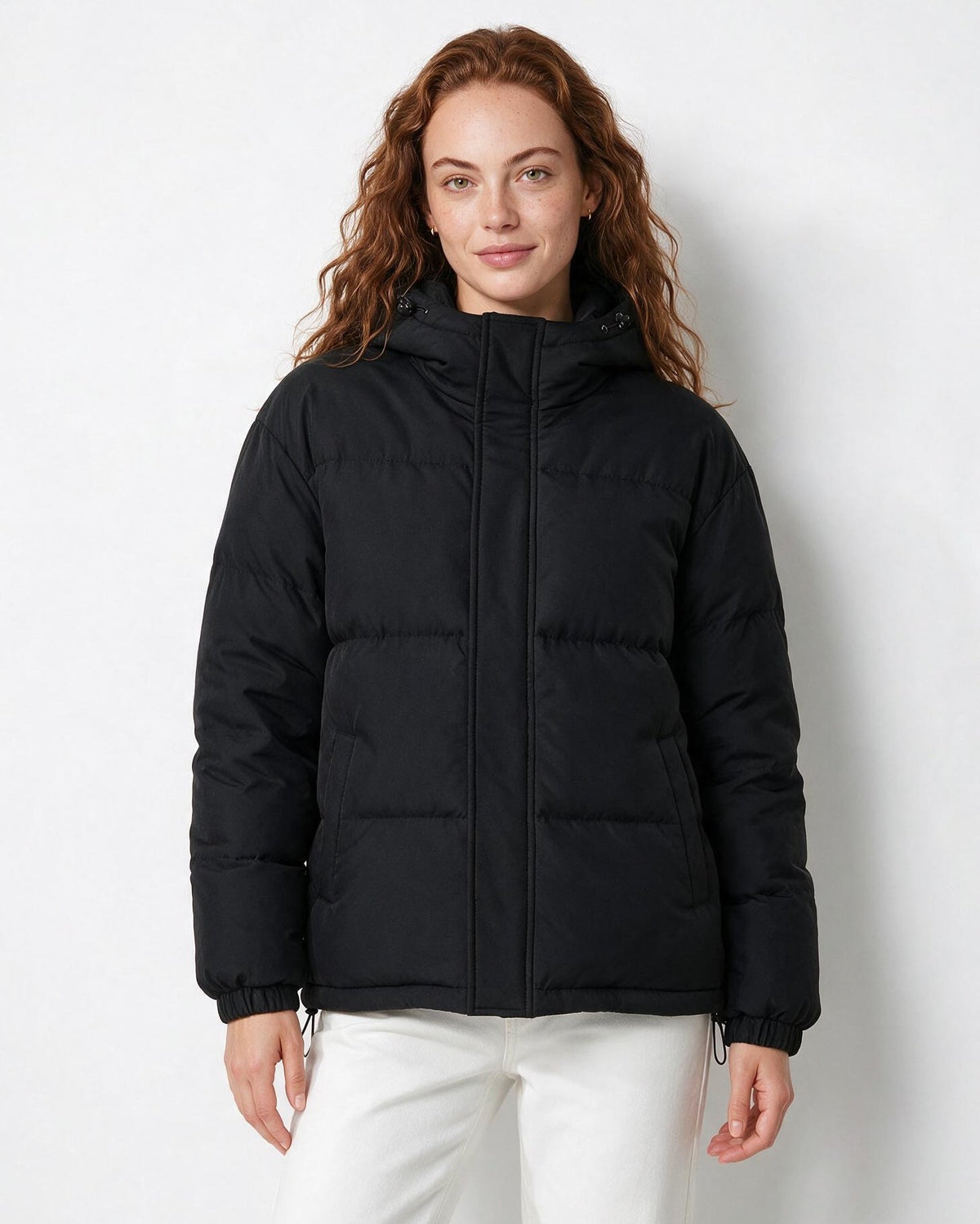 Box-Quilted Relaxed Hooded Puffer Jacket