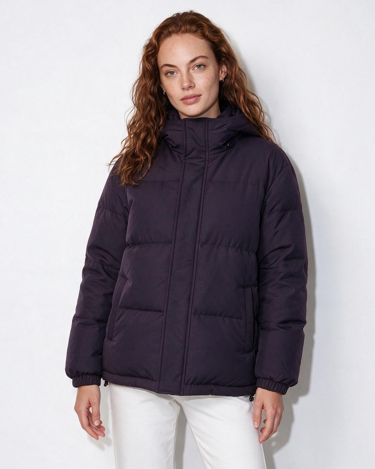 Box-Quilted Relaxed Hooded Puffer Jacket