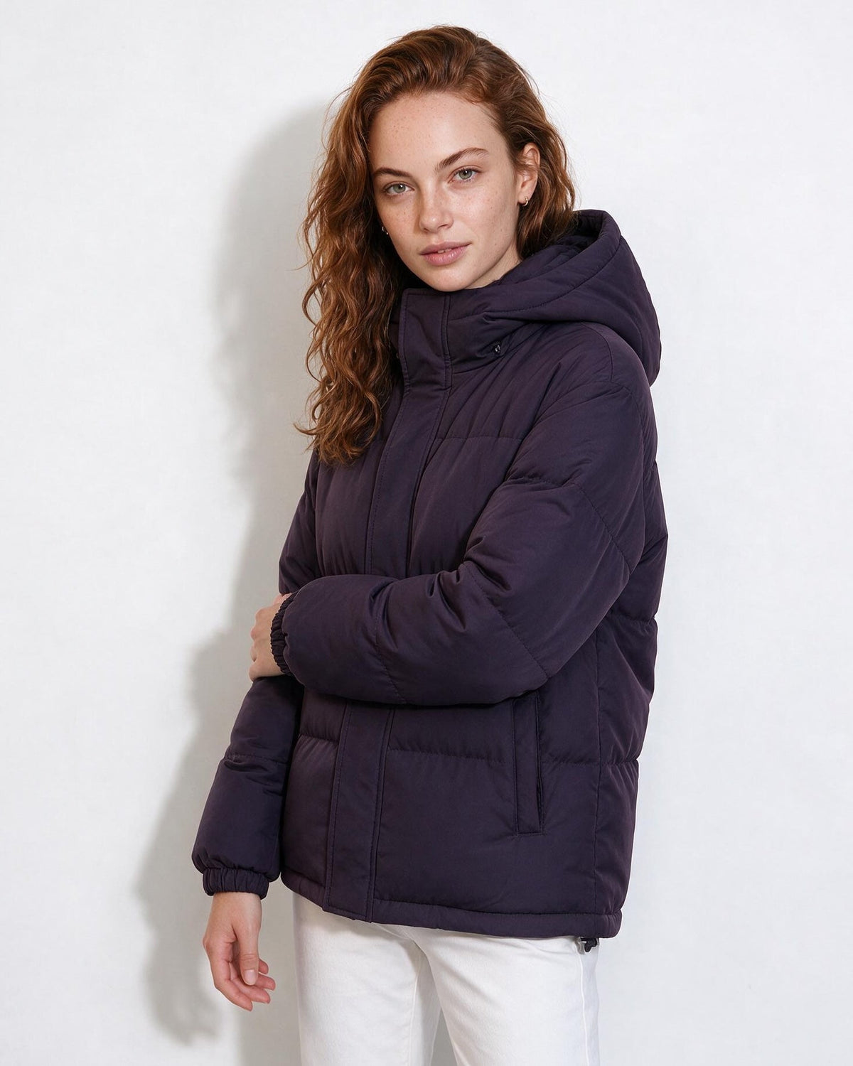 Box-Quilted Relaxed Hooded Puffer Jacket