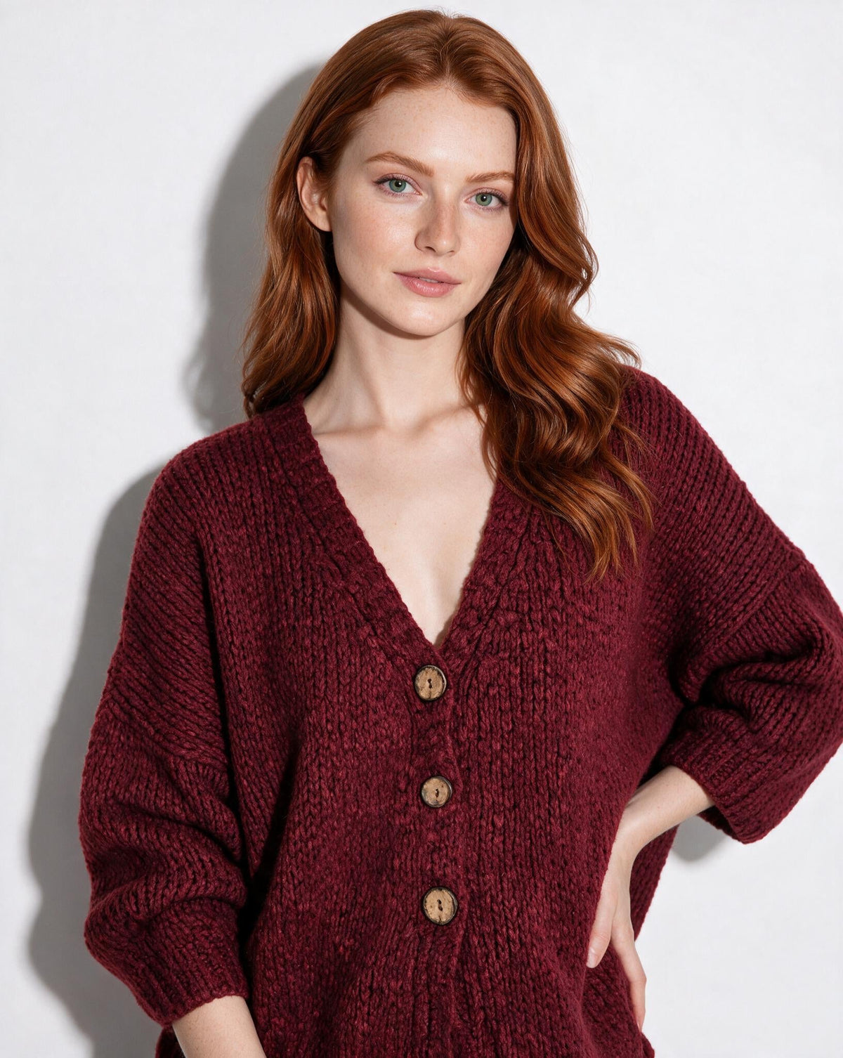 Cropped V-Neck Button-Front Cardigan