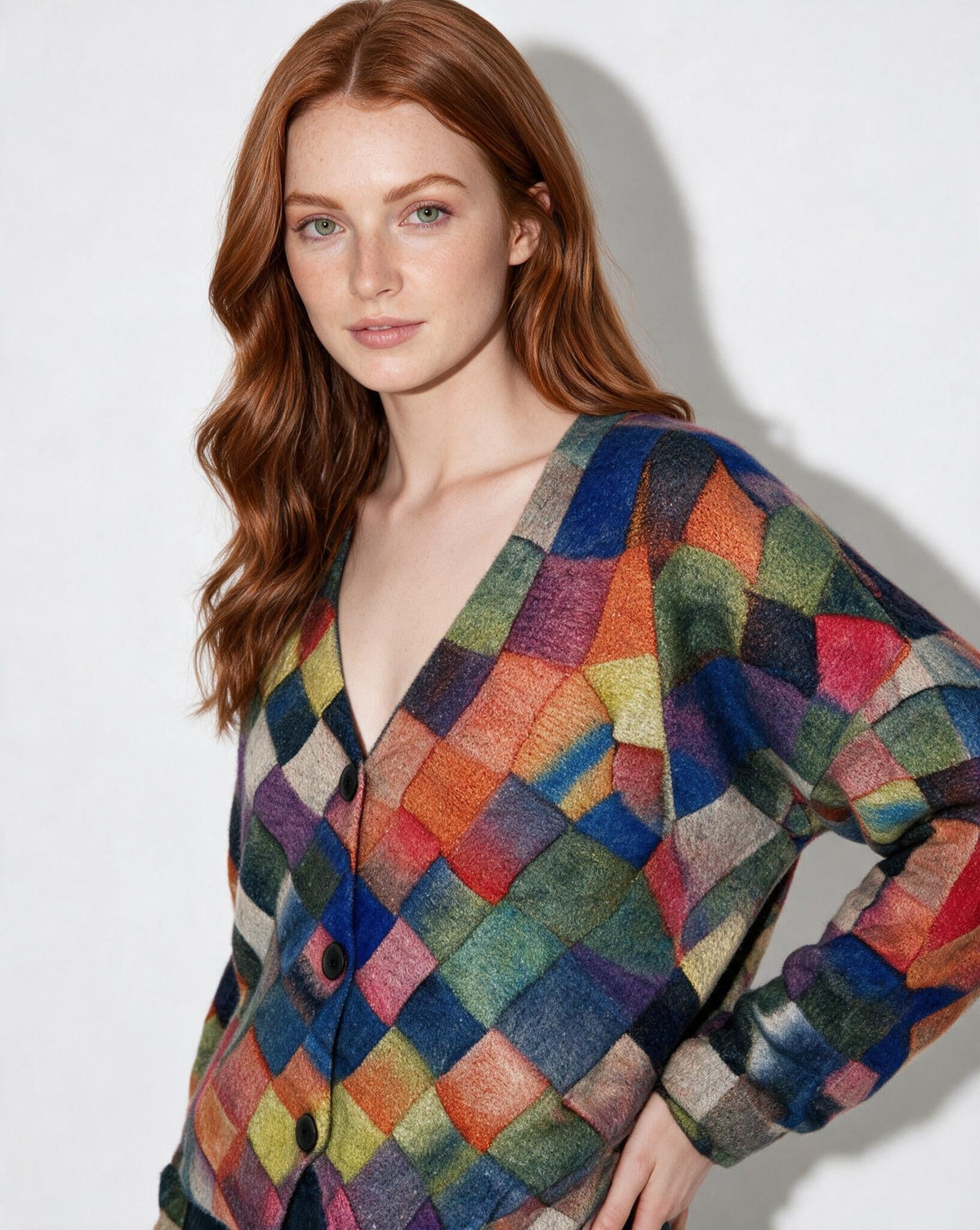 Cropped V-Neck Button-Front Cardigan
