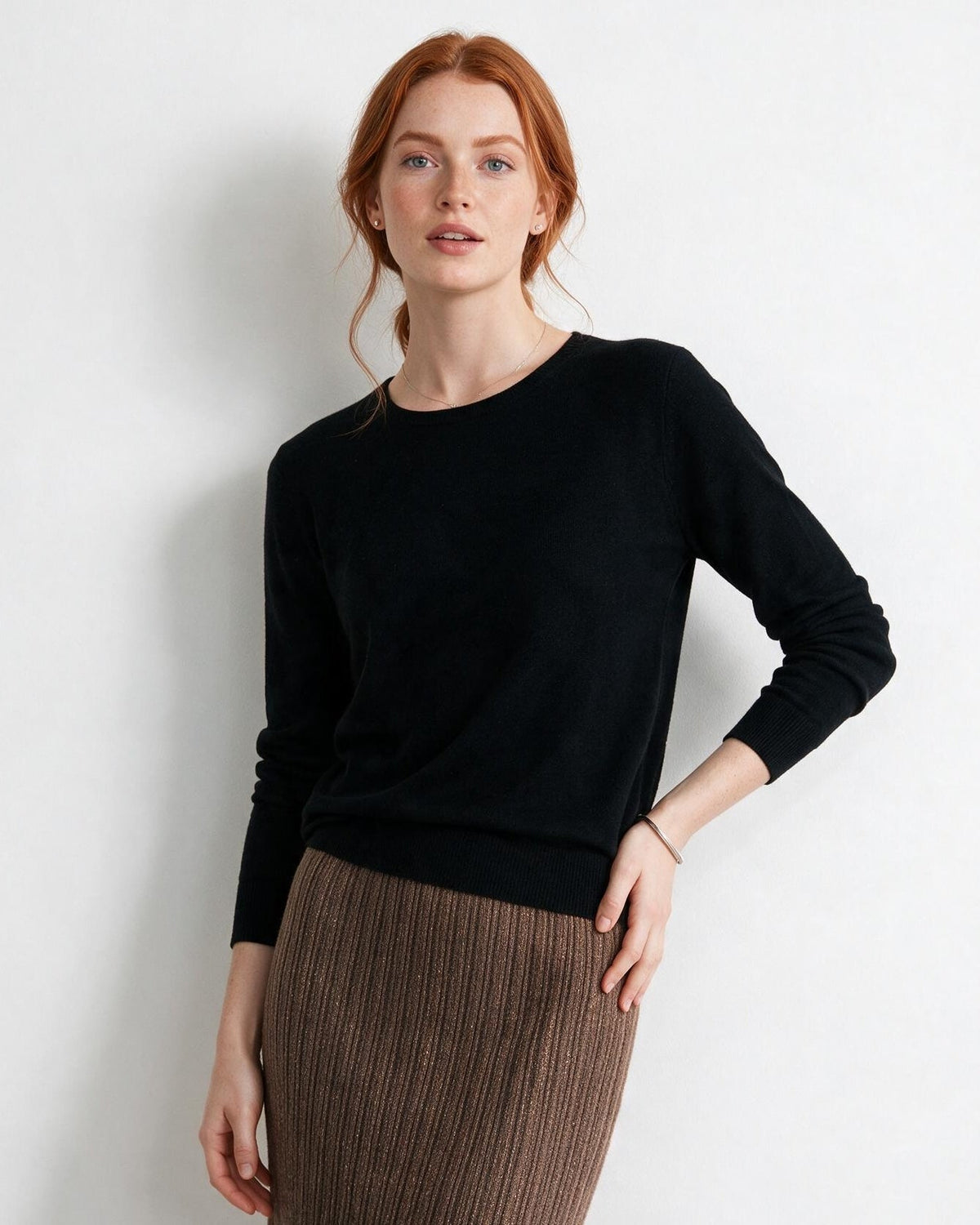 Ribbed Crew Neck Long Sleeve Jumper