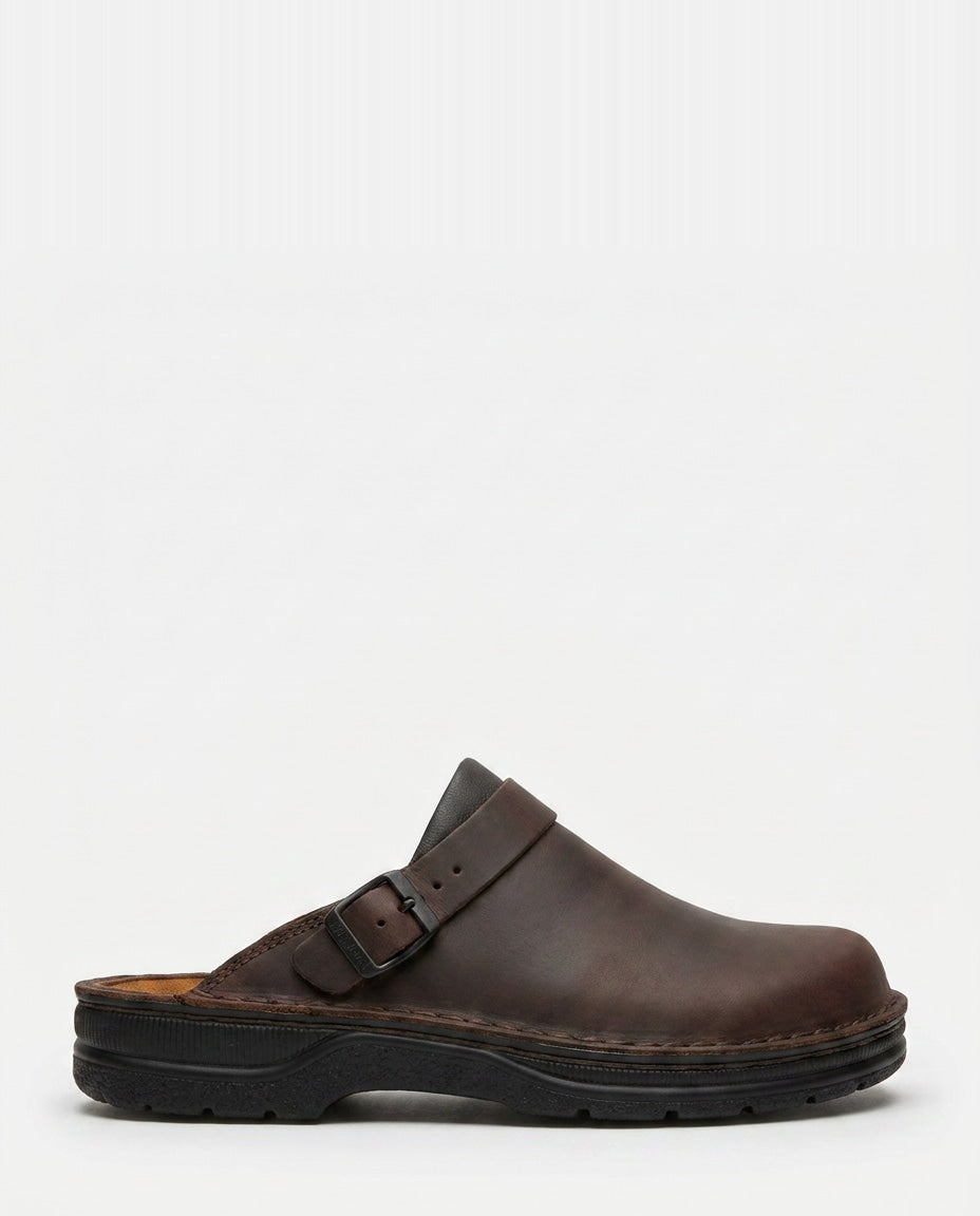 Backless Round Toe Buckle Strap Clog Mules