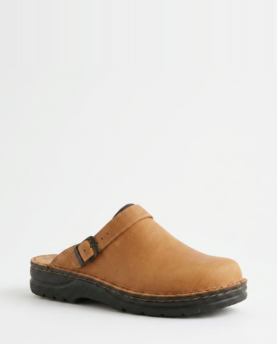 Backless Round Toe Buckle Strap Clog Mules