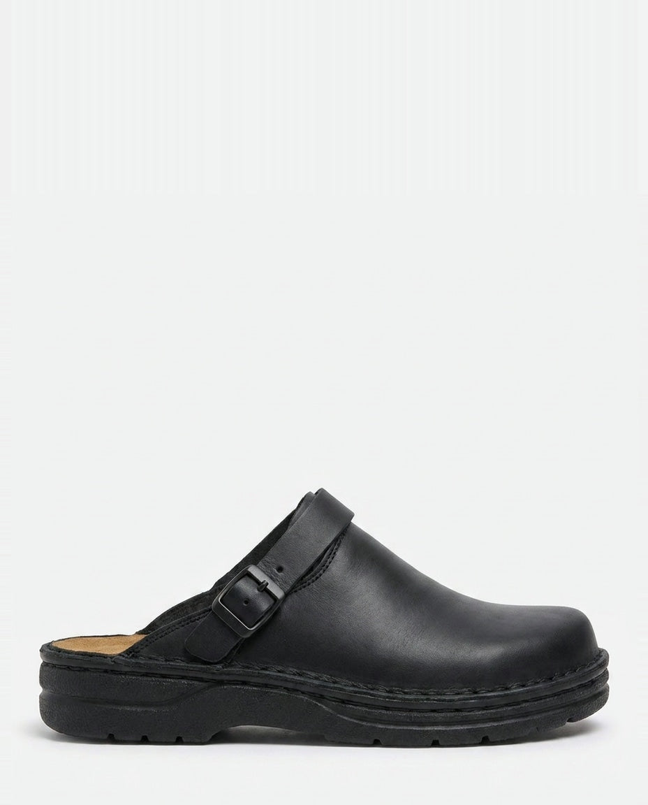 Backless Round Toe Buckle Strap Clog Mules