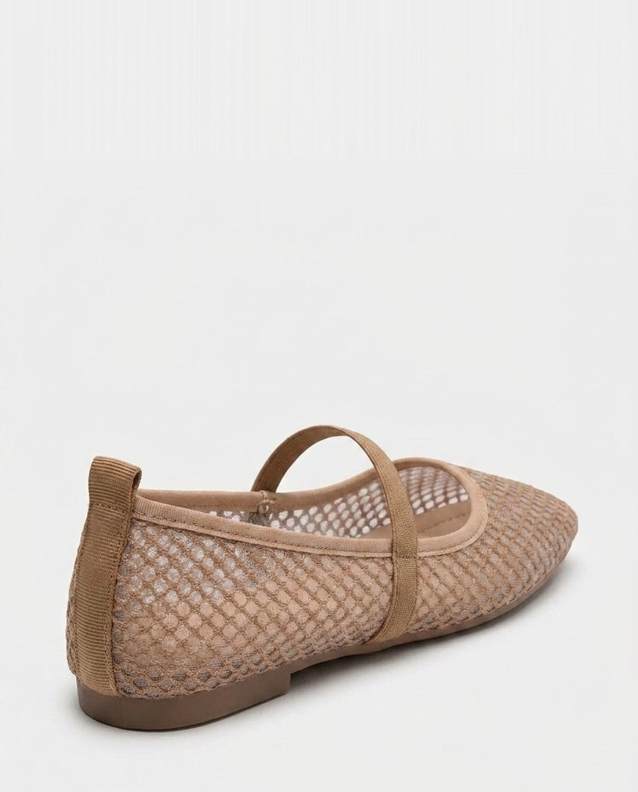 Open-Mesh Mary Jane Ballet Flats