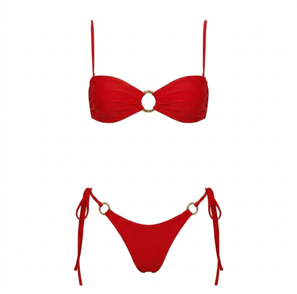 Bandeau Ring Detail Bikini Set