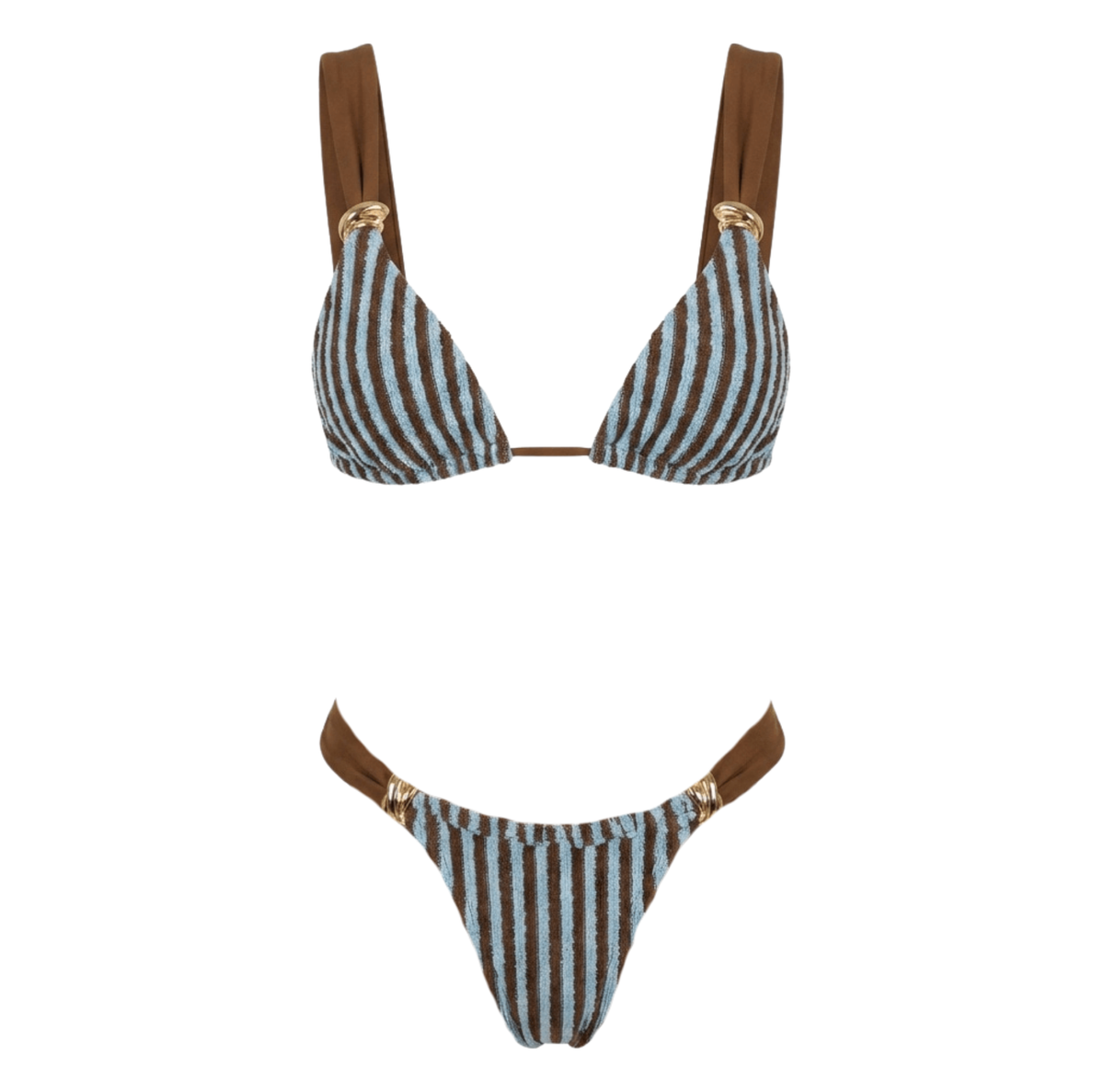 Seersucker Ring-Detail Triangle Bikini