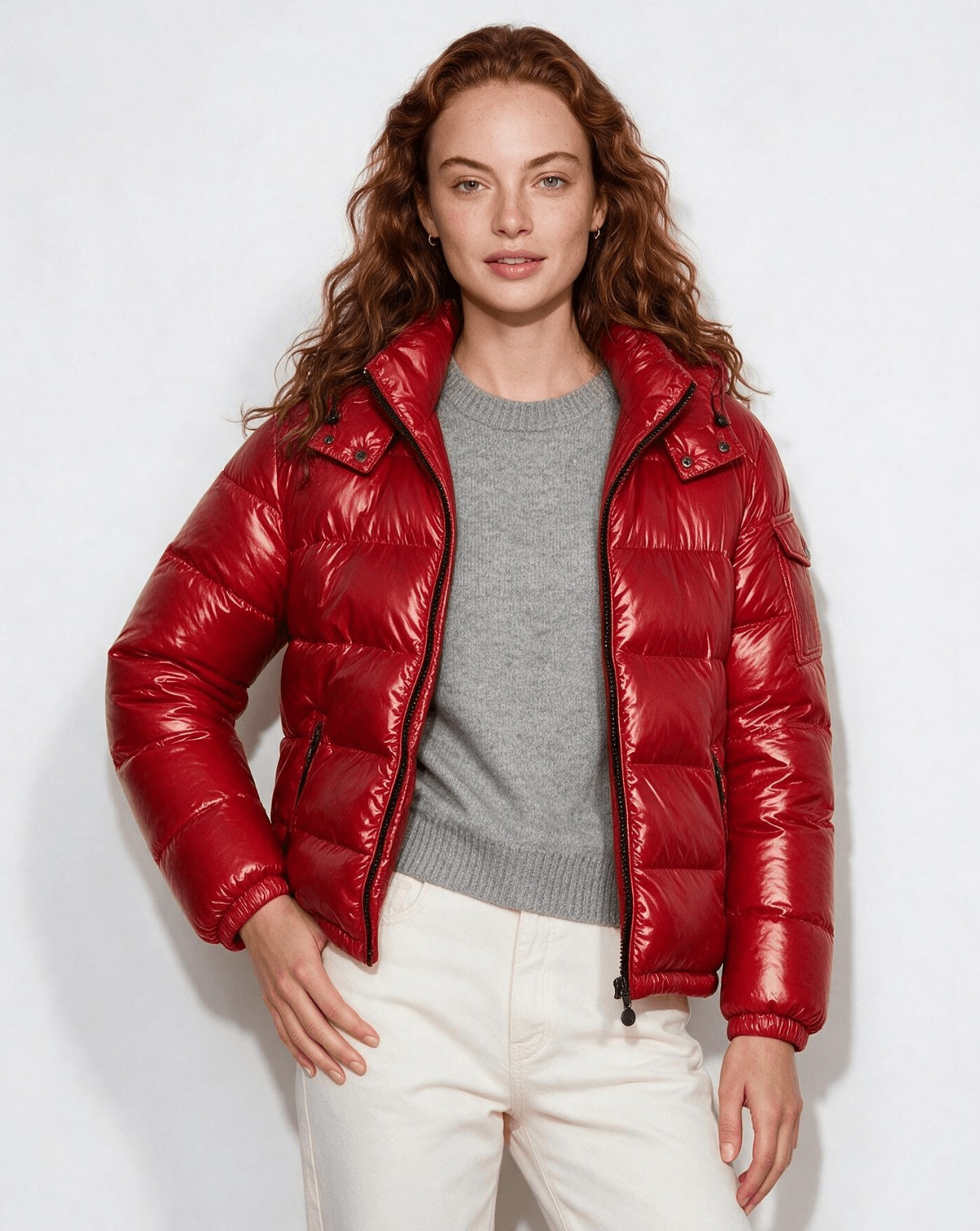 Hooded High-Shine Puffer Jacket