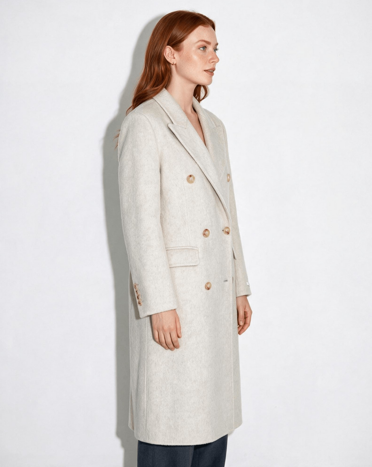 Wool Double-Breasted Tailored Coat