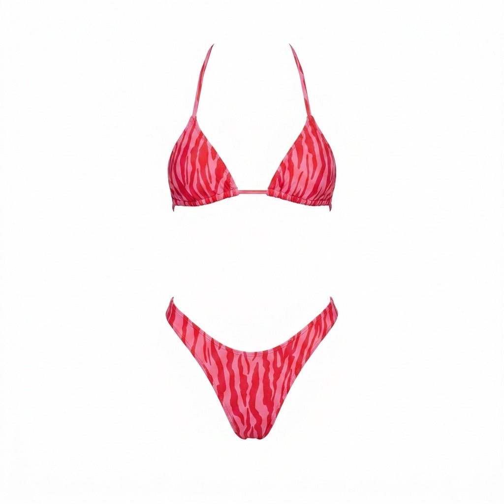 Animal Print Triangle Bikini Set