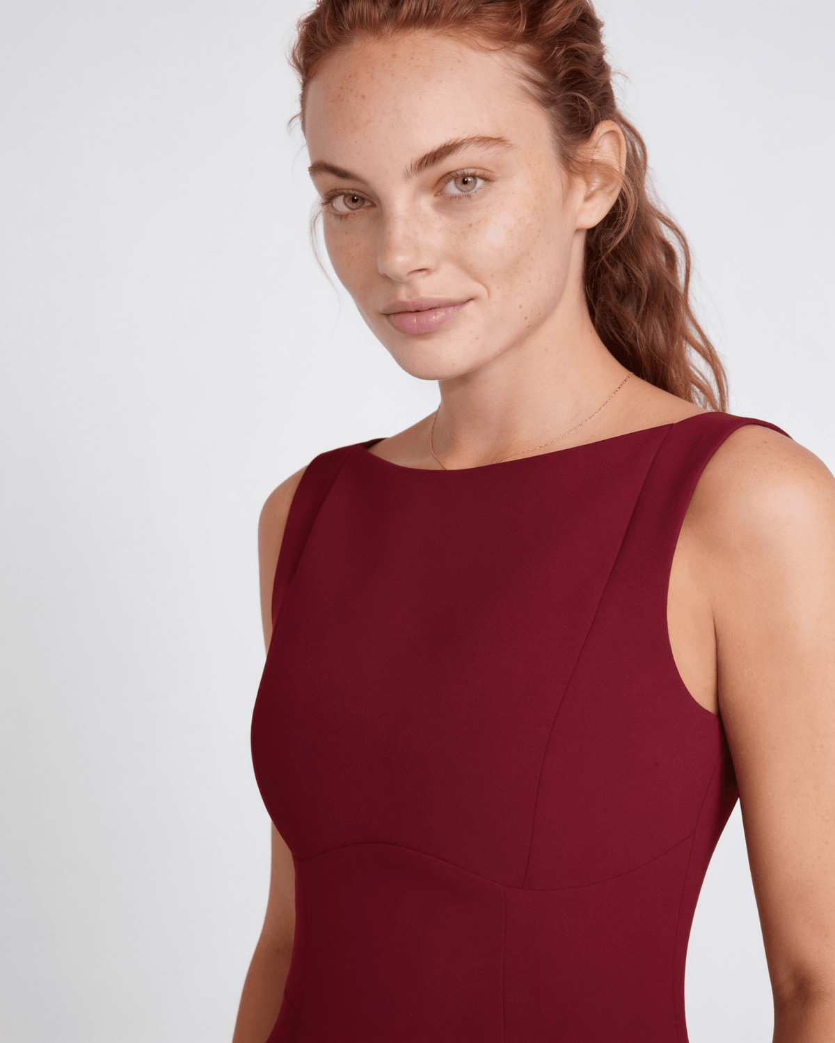 Boat-Neck Sleeveless Fit-and-Flare Mini Dress