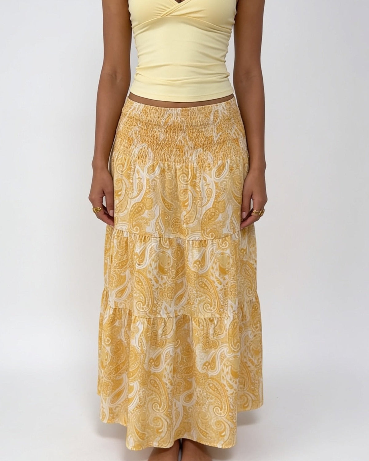 Boho Paisley Tiered Maxi Skirt