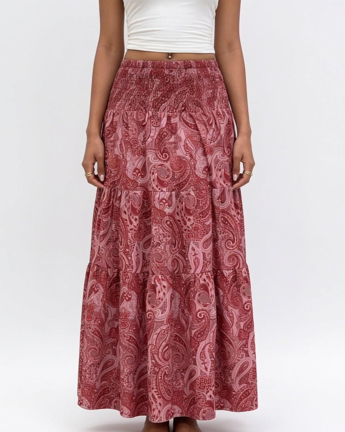 Boho Paisley Tiered Maxi Skirt