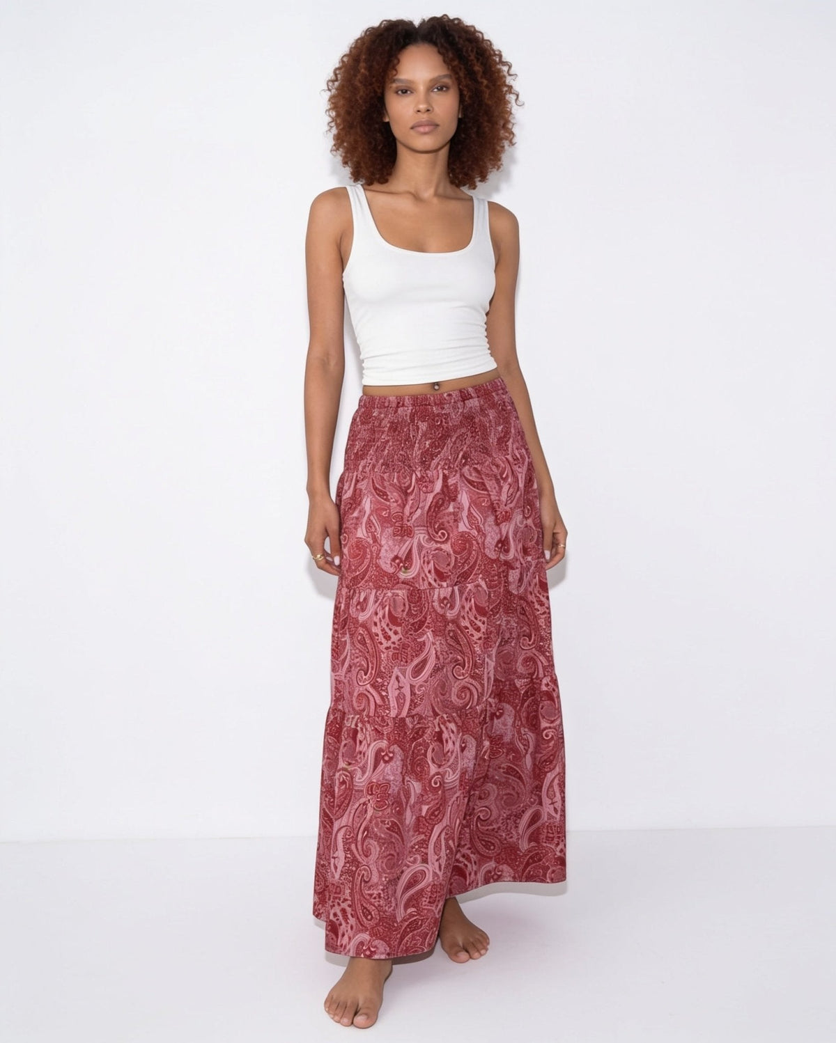Boho Paisley Tiered Maxi Skirt