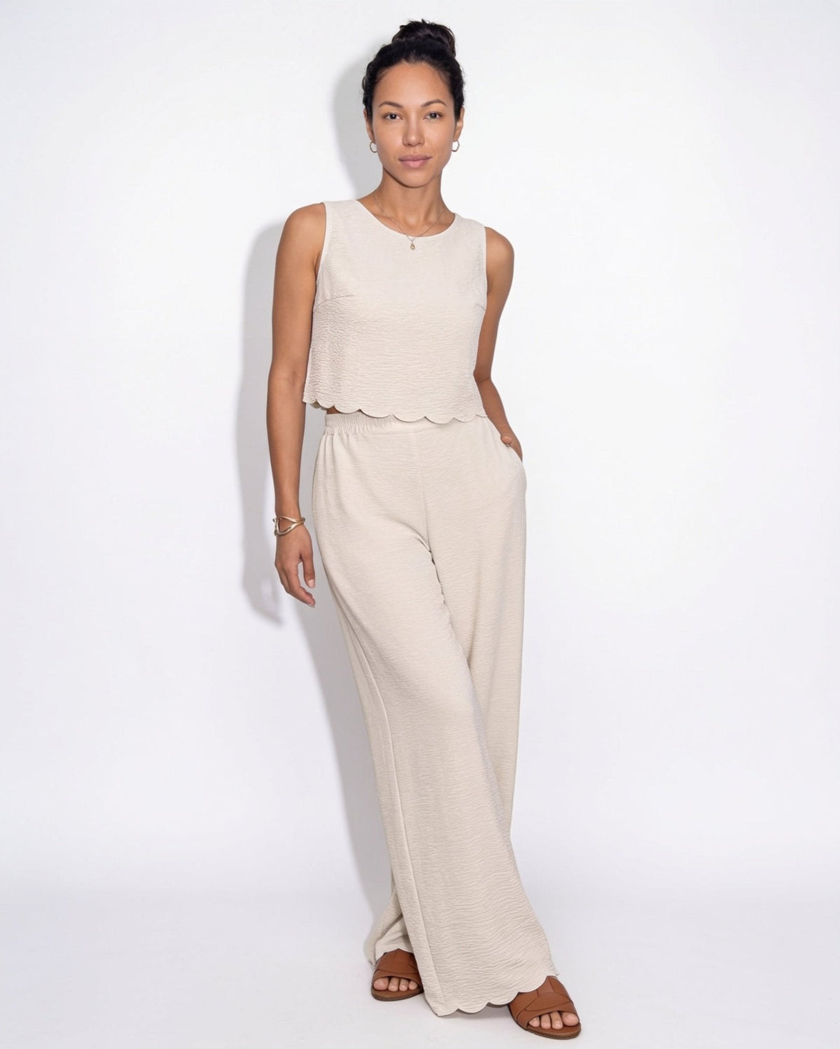 Bow-Tie Back Scalloped Co-ord