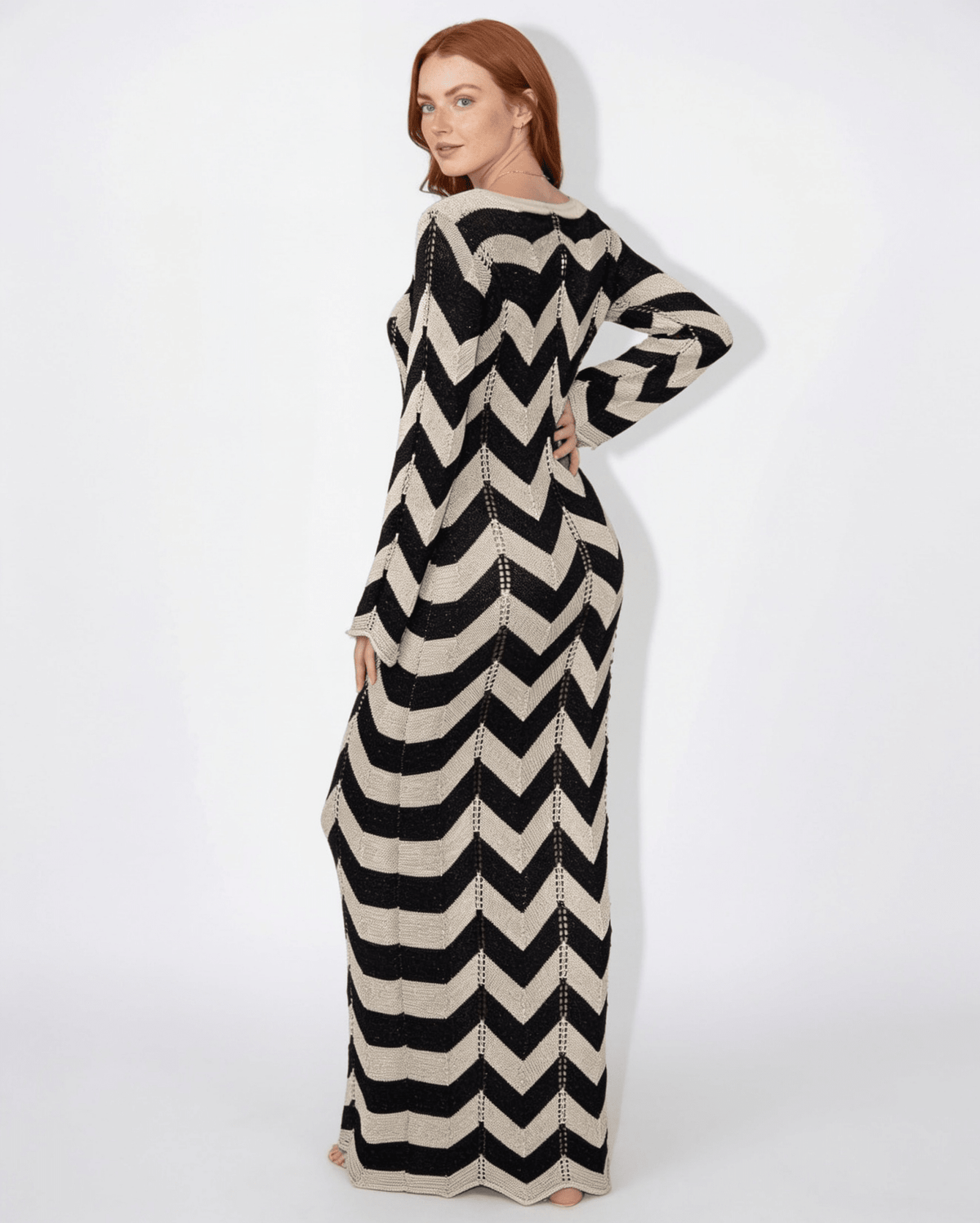 Chevron Knit Maxi Dress