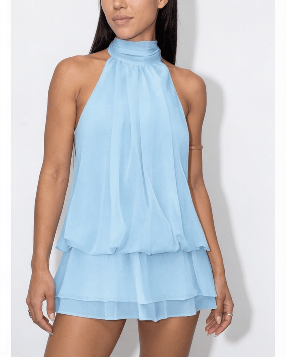 Chiffon Halter Mini Dress
