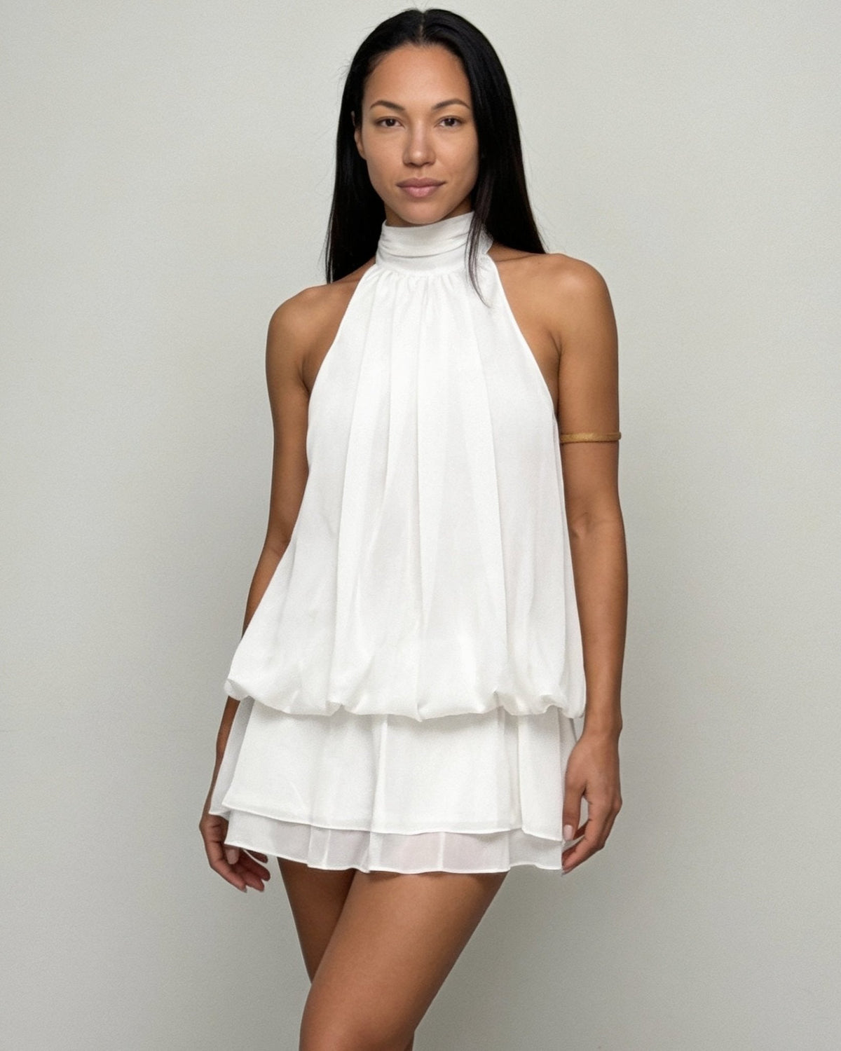 Chiffon Halter Mini Dress