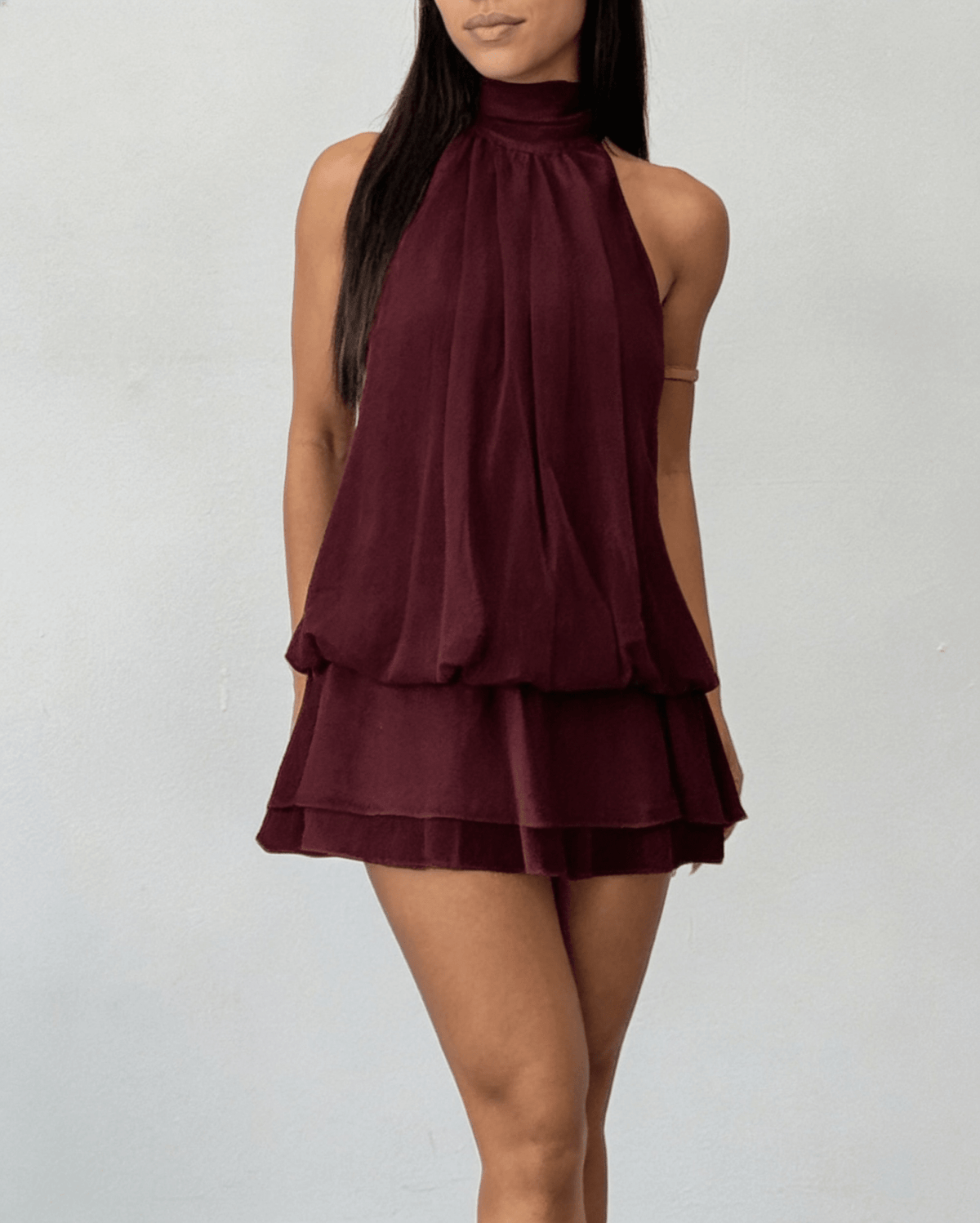 Chiffon Halter Mini Dress