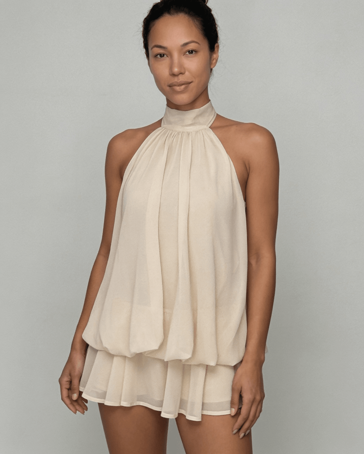 Chiffon Halter Mini Dress