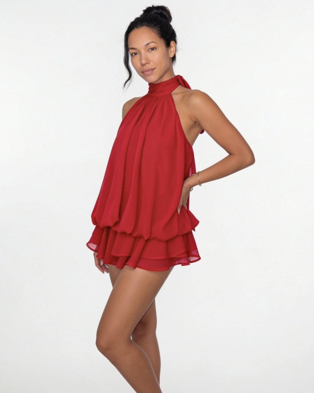 Chiffon Halter Mini Dress