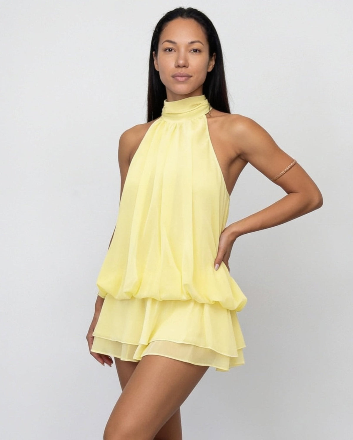 Chiffon Halter Mini Dress