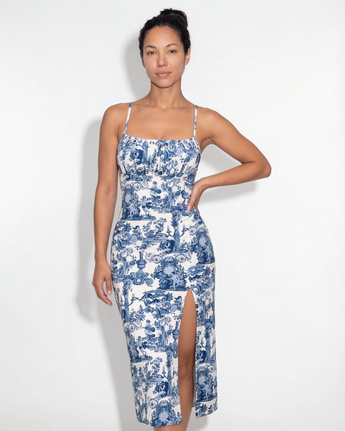 Chinoiserie Toile Slip Midi Dress