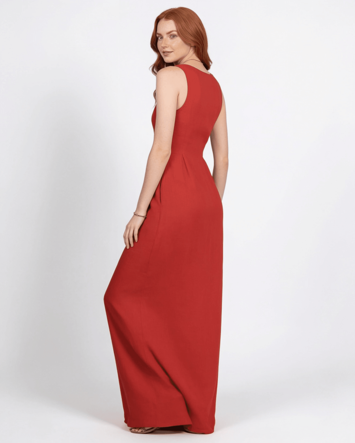 Collared Button-Front Maxi Dress