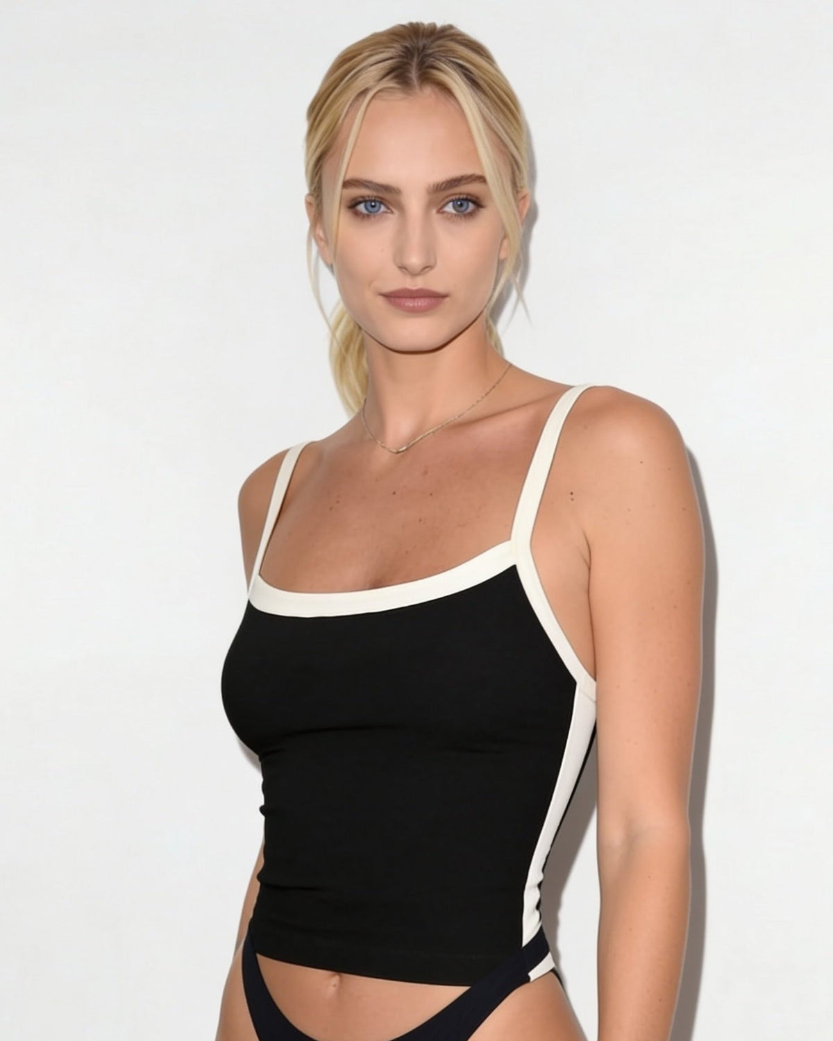 Contrast Trim Cami Crop Top