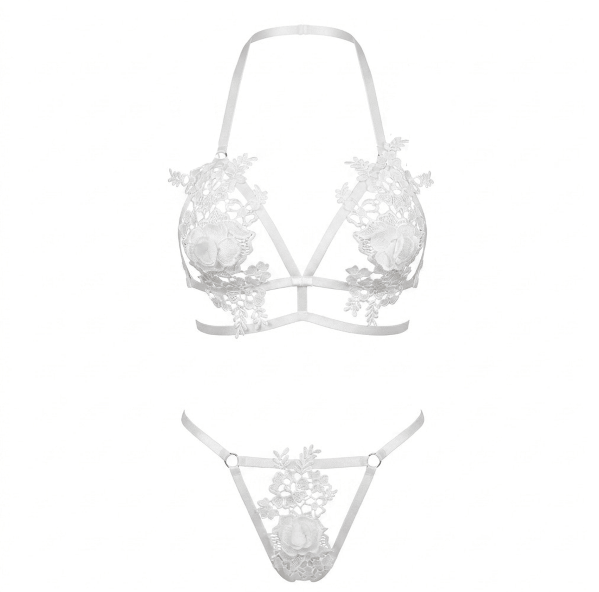 Floral Applique Lace Lingerie Set