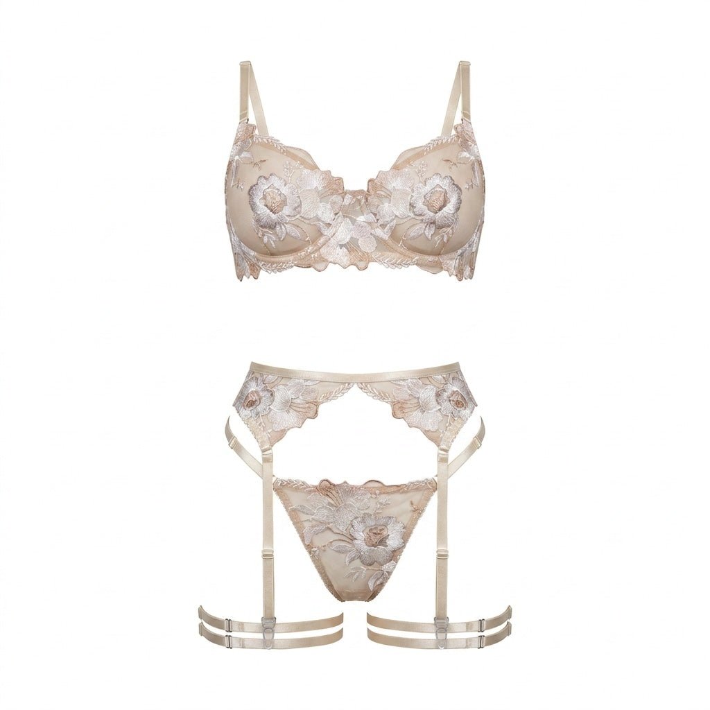 Floral Embroidery Bridal Lingerie Set