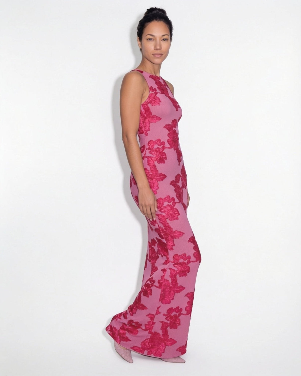 Floral High-Neck Maxi Dress