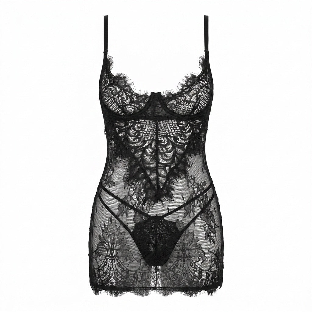 Floral Lace Sheer Bodycon Mini Dress