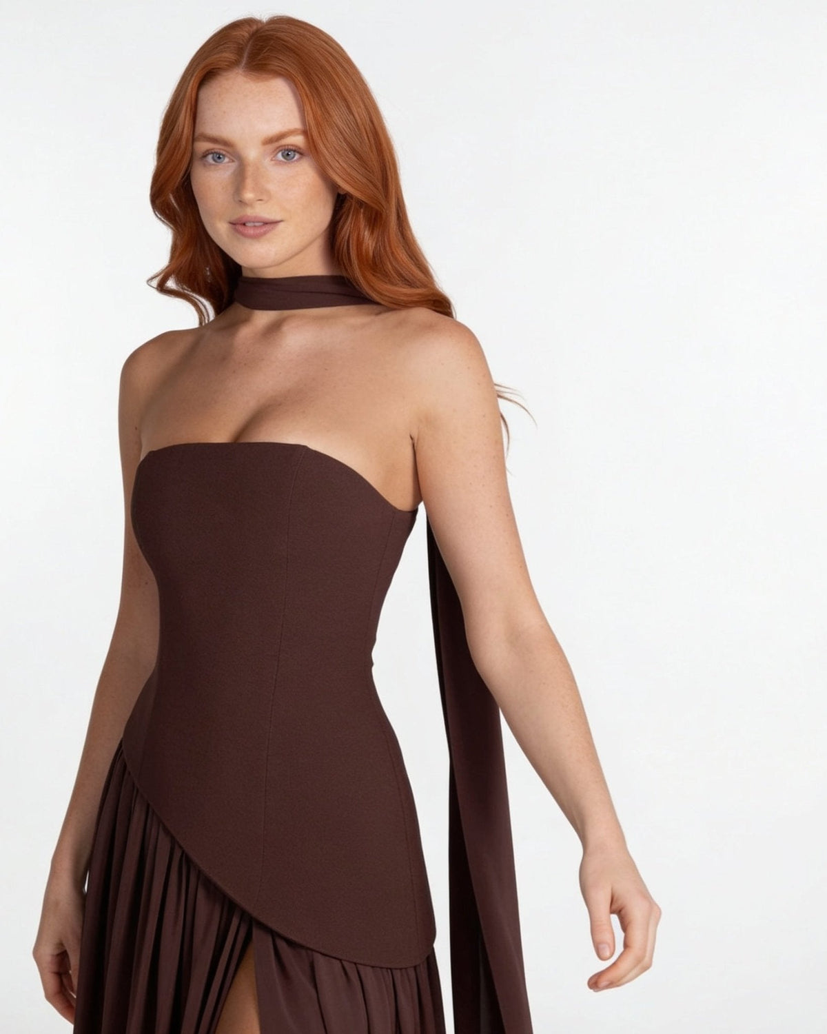 Halter Scarf Asymmetric Maxi Dress