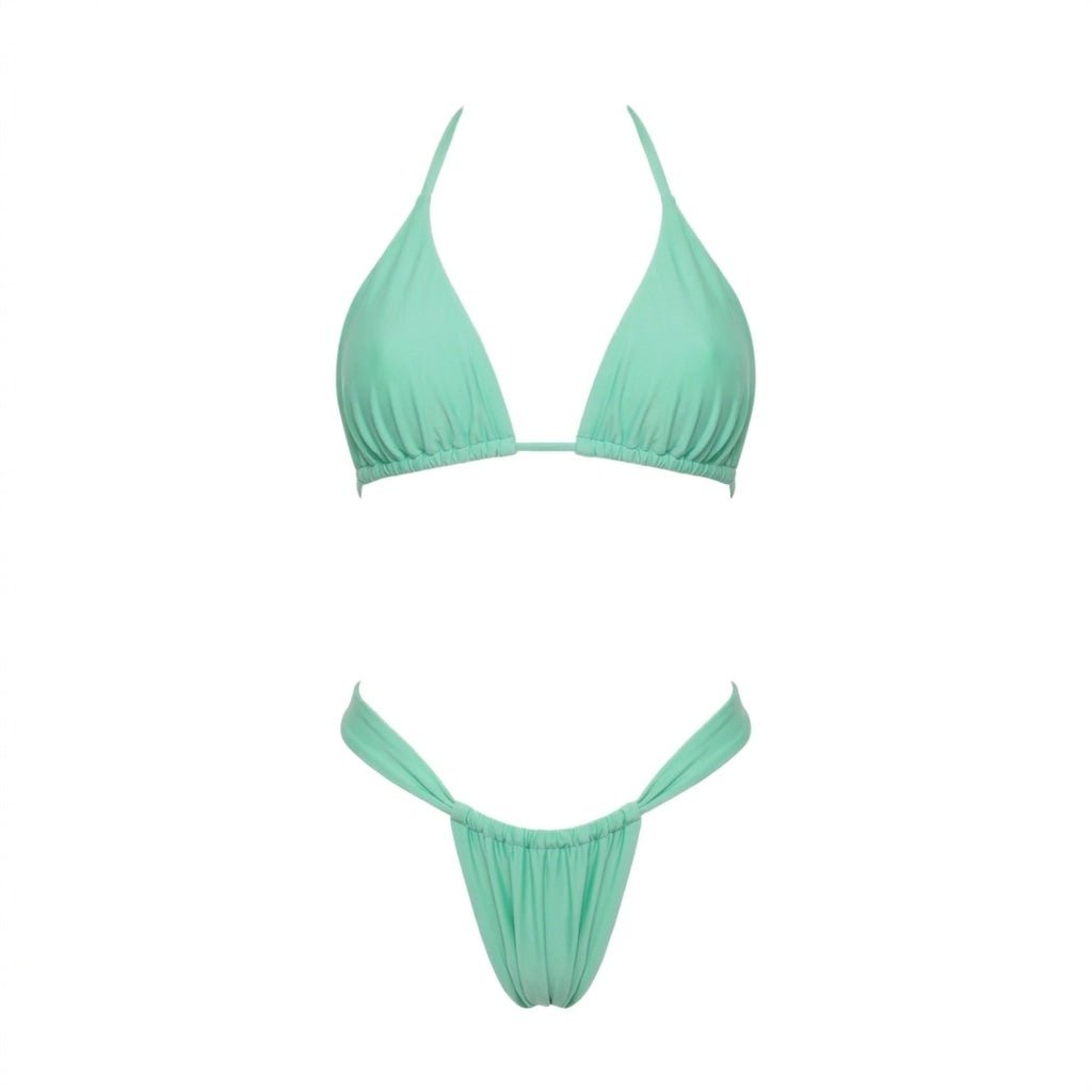 Halter Triangle Ruched Bikini Set