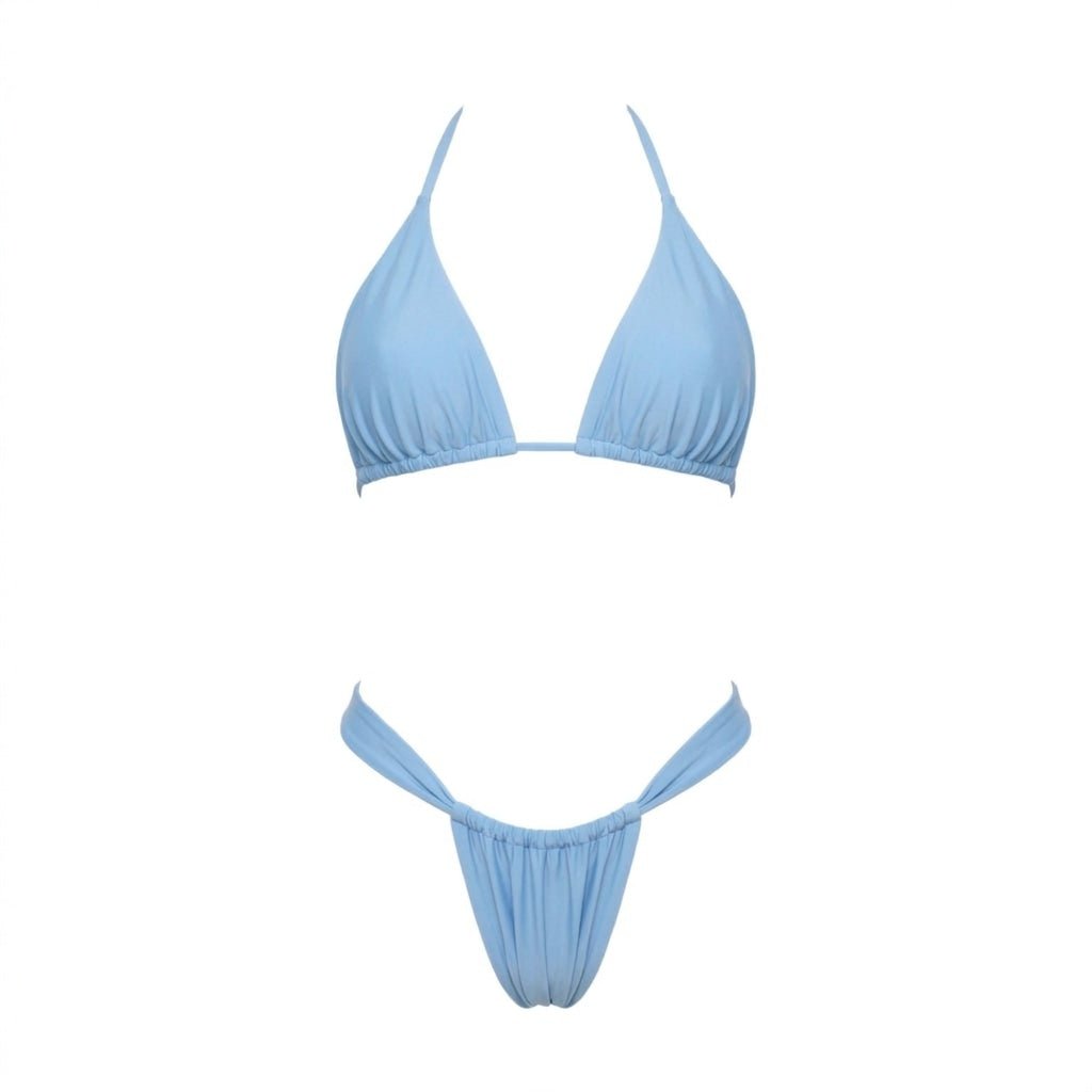 Halter Triangle Ruched Bikini Set