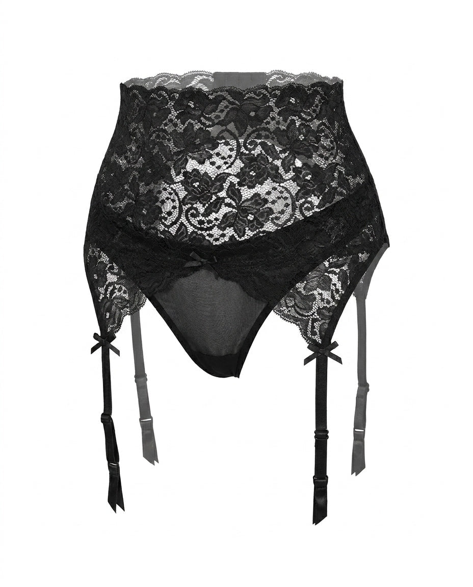 High Waisted Lace Suspender Belt