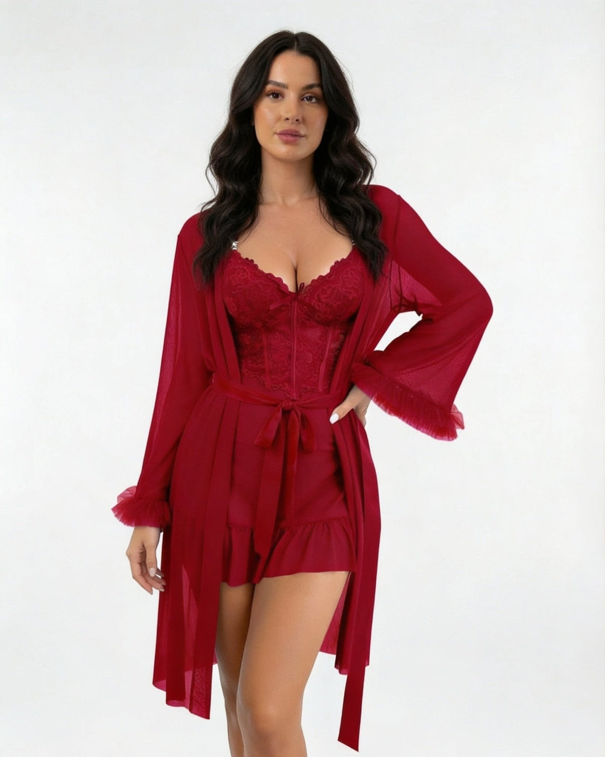 Lace Chemise and Robe Set