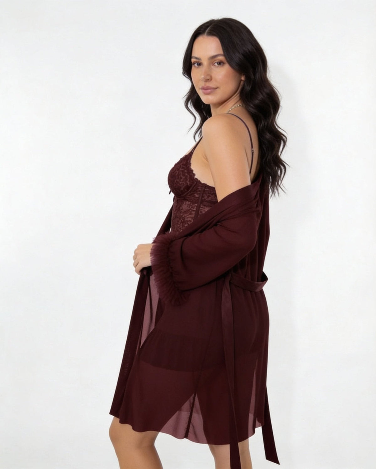 Lace Chemise and Robe Set