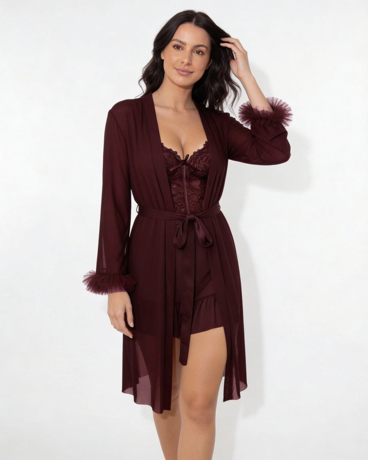 Lace Chemise and Robe Set