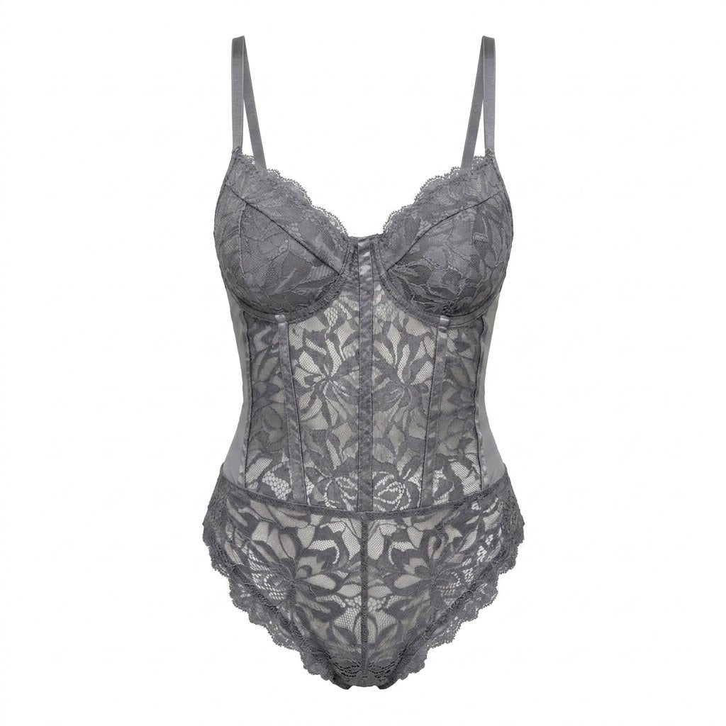 Lace Corset Bodysuit With Underwired Cups